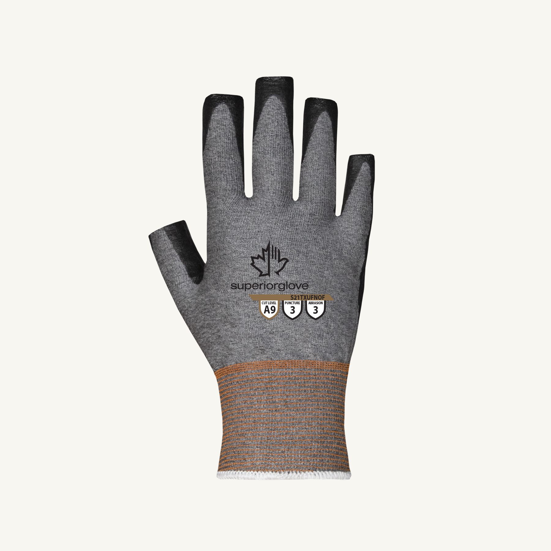 Superior Glove® TenActiv™ S21TXUFNOF Nitrile Coated Open Finger A9 Extreme-Cut Gloves